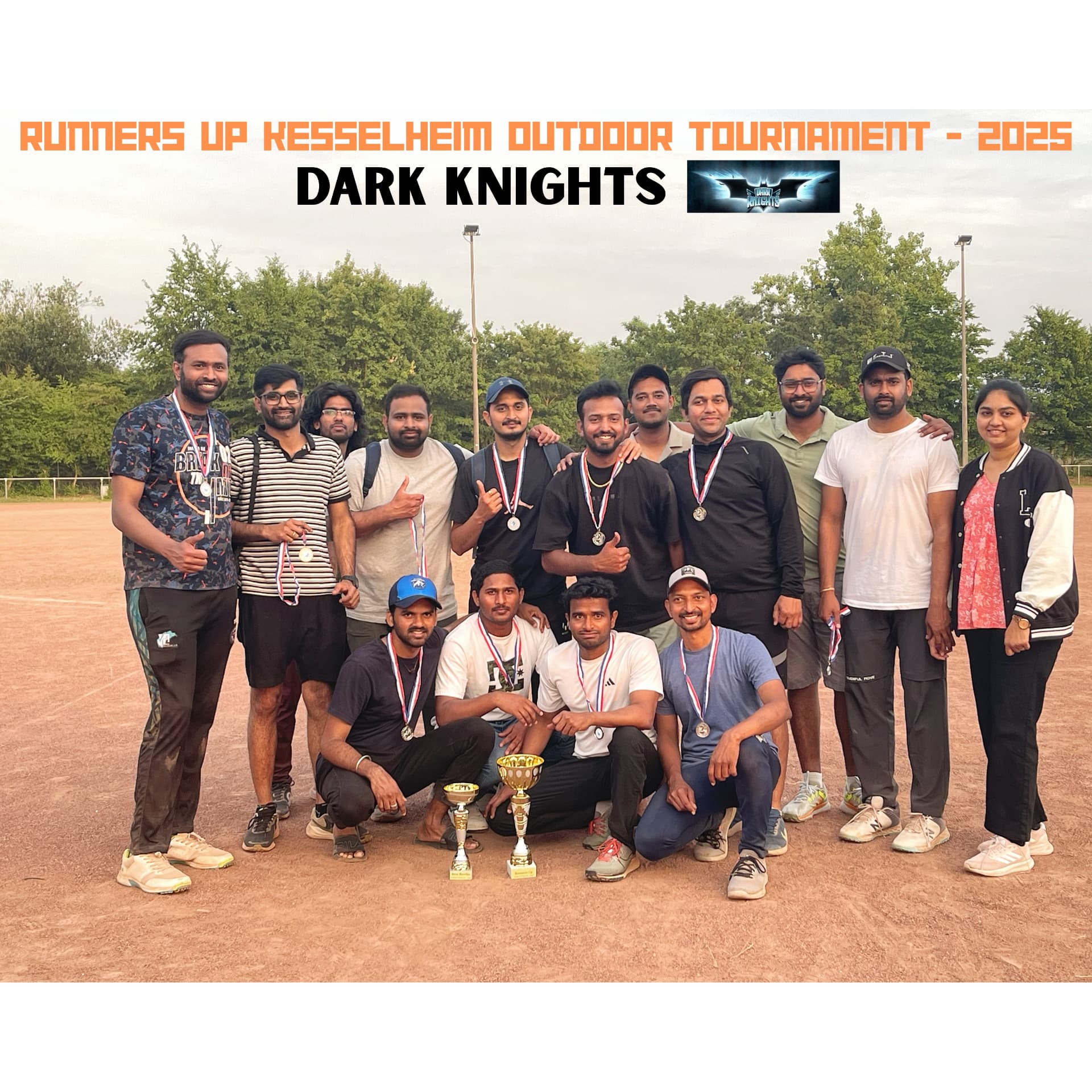 Dark Knights squad photograph — Kesselheim Outdoor Tournament 2025 — Runners Up, 22 June 2025
